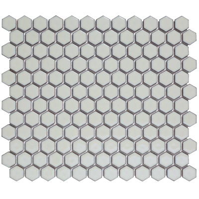 La mosaïque Mosaic Factory Barcelona - 26x30cm - carrelage mural - Hexagone/Hexagone - Porcelaine Gris Doux avec Bord Brillant