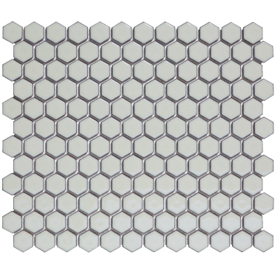 The Mosaic Factory Barcelona mozaïektegel - 26x30cm - wandtegel - Zeshoek/Hexagon - Porselein Soft Grey with Edge Glans