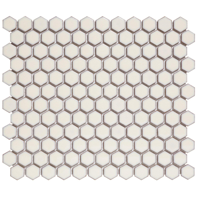 La mosaïque Mosaic Factory Barcelona - 26x30cm - carrelage mural - Hexagone/Hexagone - Porcelaine Blanc Doux avec bord Brillant
