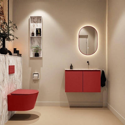 MONDIAZ TURE-DLUX 80cm toiletmeubel Fire. EDEN wastafel Glace positie rechts. Zonder kraangat.