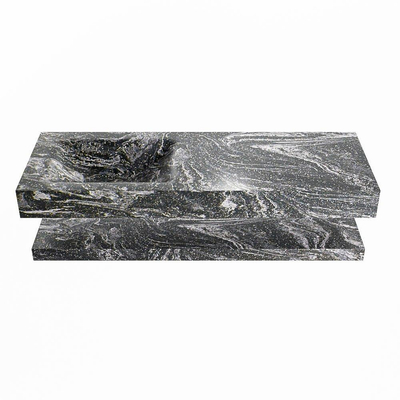 MONDIAZ ALAN - DLUX Badkamermeubelset - 130cm - planchet - Lava - vrijhangende wastafel - wasbak links - 0 kraangaten - Lava