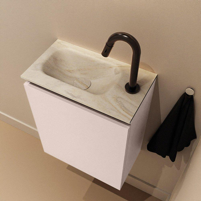 MONDIAZ TURE-DLUX Meuble WC 40 cm Rosee. Lavabo EDEN Ostra position gauche. Avec 1 trou de robinet.