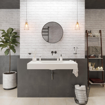 Ideavit Lavabo 100x48x11cm 0 trous de robinet Solid surface blanc mat