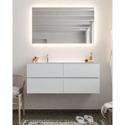 Mondiaz VICA ensemble de meuble de salle de bain - 120cm - meuble sous-vasque argile - 4 tiroirs - lavabo lune gauche - 1 trou de robinet - miroir LED - version XL 60cm de haut