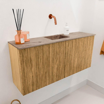 Mondiaz JOYA-DLUX 90cm toiletmeubel - kleur Oak - Wastafel FAYE positie Midden Zonder kraangat kleur Arena.