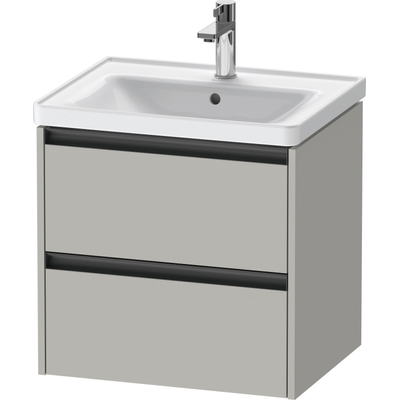 Duravit Ketho 2 Meuble sous lavabo - 2 tiroirs - 58.4x45.5x54.9cm - poignées anthracite - gris béton mat