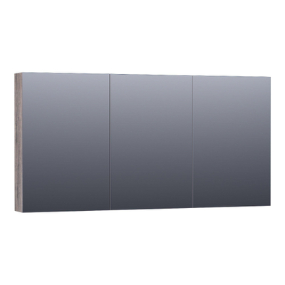 Saniclass Plain Spiegelkast - 140x70x15cm - 3 links- en rechtsdraaiende spiegeldeuren MFC - grey Canyon