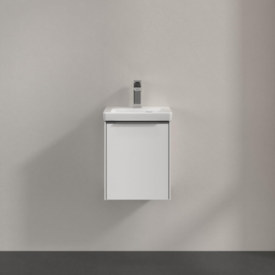 Villeroy & Boch Subway 3.0 meuble sous-lavabo - 40x40x30cm - avec 1 porte à ouverture à droite avec fermeture douce avec poignée brillante en aluminium panneau de particules Brilliant White