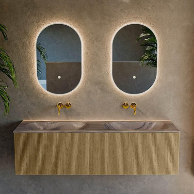 MONDIAZ KURVE-DLUX 150cm badmeubel kleur Dusk met 2 lades en 0 deuren. Wastafel STOR SMALL Dubbel zonder kraangat Sombra.