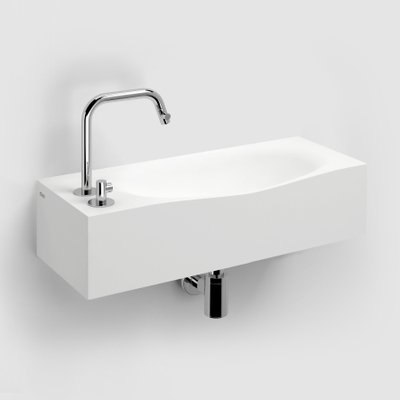 Clou Mini Wash Me Lave-main avec 2 trous perçables et vidage intégré avec trop plein 65x16x25.4cm Aluite Blanc