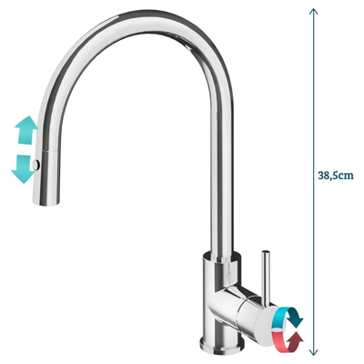 Hotbath Fellow mitigeur d'évier avec douchette extractible nickel brossé