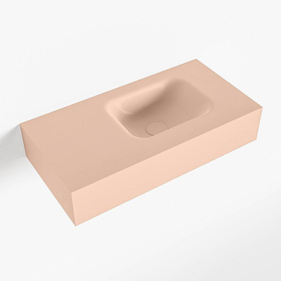 Mondiaz LEX Fontaine - 60x30x12cm - lavabo à droite - sans trous de robinet - solid surface - Rosee