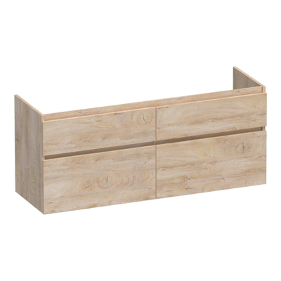 BRAUER Delight wastafelonderkast - 140x46x60cm - 4 softclose lades - greeploos - 2 sifon uitsparingen - Forest Wheat