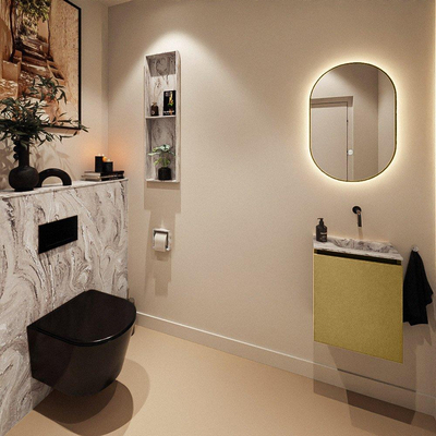 MONDIAZ TURE-DLUX Meuble toilette - 40cm - Oro - EDEN - vasque Glace - position droite - sans trou de robinet