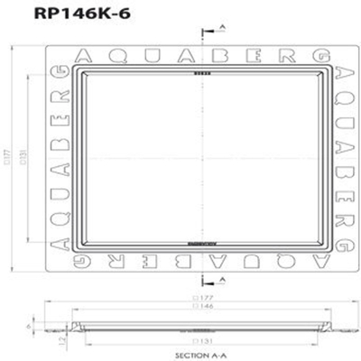 Aquaberg kunststof renovatieput met RVS rooster 146x146mm inbouwhoogte 6mm RVS hoogglans TWEEDEKANS