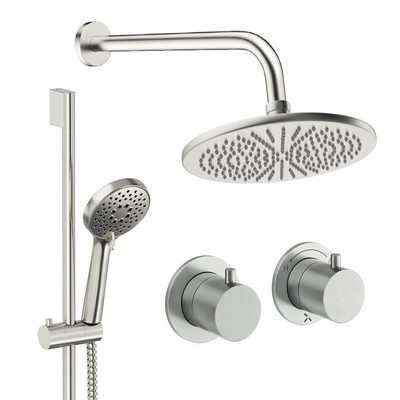 Crosswater MPRO Module inbouw regendoucheset – Ø30 cm hoofddouche – 2 hendels – glijstang 69.8 cm – RVS geborsteld