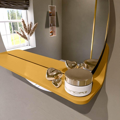 Mondiaz SPOT Miroir de salle de bains - rond 50cm - tablette de miroir - couleur Ocre