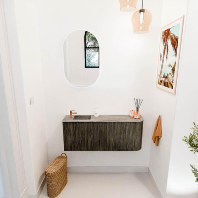 Mondiaz JOYA-DLUX 101.6cm toiletmeubel - ronding rechts kleur Shadow - Wastafel FAYE positie Links 1 kraangat kleur Oza.