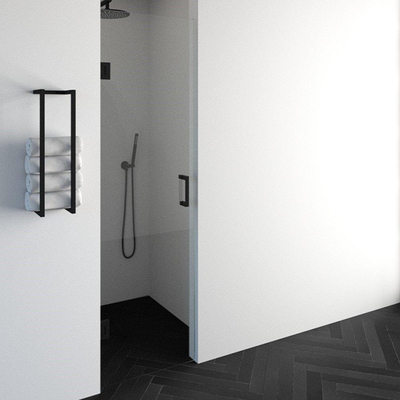 BRAUER Void nisdeur helder glas 60x200 omkeerbaar incl. glascoating mat zwart