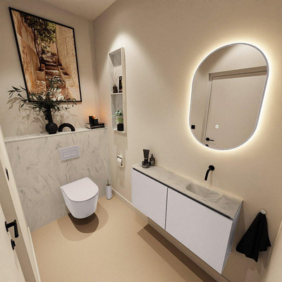 MONDIAZ TURE-DLUX meuble WC 100 cm Cale. EDEN lavabo Opalo position droite. Sans trou de robinet.