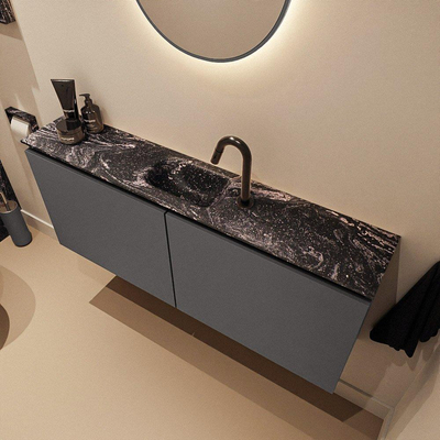 MONDIAZ TURE-DLUX 120cm toiletmeubel Dark Grey. EDEN wastafel Lava positie midden. Met 1 kraangat.