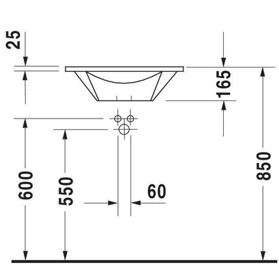 Duravit Starck 1 Wastafel - 58cm tbv onderbouw 9520 - wondergliss - wit