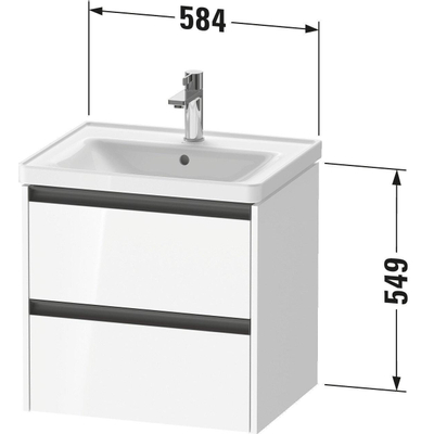 Duravit Ketho 2 Meuble sous-lavabo - 2 tiroirs - 58.4x45.5x54.9cm - poignées anthracite - chêne naturel mat