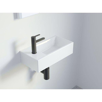 Riho Livit Tiny Lave-mains – avec trou pour robinet à gauche – 41 x 20,5 x 10,5 cm – en résine minérale blanche