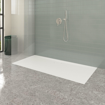 Villeroy & Boch Ecora douchebak - 170x80x3.5cm - afvoer lange zijde - stone white (wit)