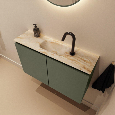 MONDIAZ TURE-DLUX 80cm toiletmeubel Army. EDEN wastafel Frappe positie midden. Met 1 kraangat.