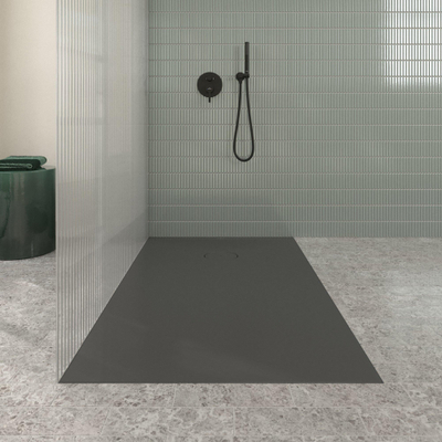 Villeroy & Boch Ecora douchebak - 150x90x3.5cm - afvoer korte zijde - anthracite (antraciet)