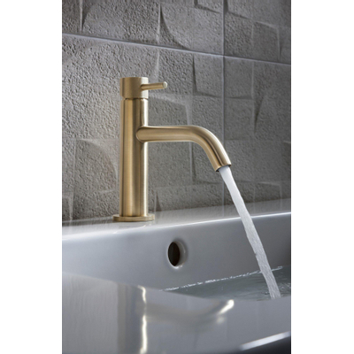 Crosswater MPRO Wastafelkraan - met geribbeld design - zonder waste - geborsteld messing (goud)