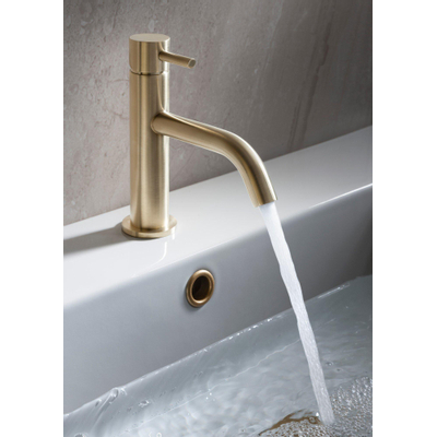 Crosswater MPRO wastafelkraan - opbouw - glad - eengreeps - geborsteld messing (goud)