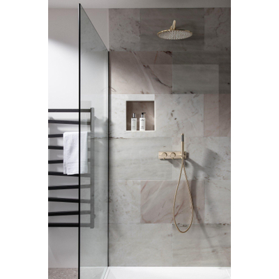 Crosswater MPRO Inbouw - thermostatisch bad/douchekraan horizontaal - met handdouche set - geborsteld messing (goud)