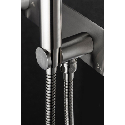 Crosswater MPRO Inbouw - thermostatisch bad/douchekraan horizontaal - met handdouche set - geborsteld RVS