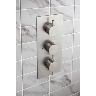 Crosswater MPRO Robinet de douche à encastrer - 27.5x12cm - thermostatique - avec inverseur - robinet d'arrêt - vertical - inox brossé