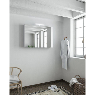 Mondiaz CUBB armoire de toilette – 100 x 70 x 18 cm – 2 portes – Cale (gris clair)