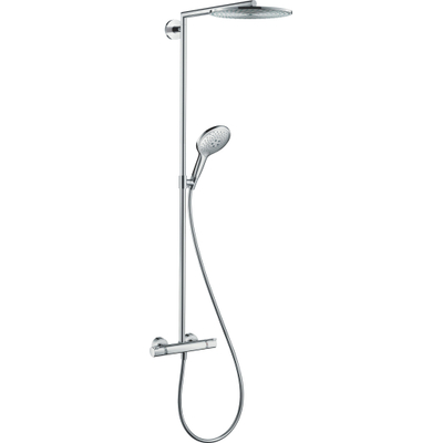 Hansgrohe Raindance Select Air 300 showerpipe inclusief douchekraan thermostatisch handdouche 3 jet en hoofddouche 1 jet wit chroom