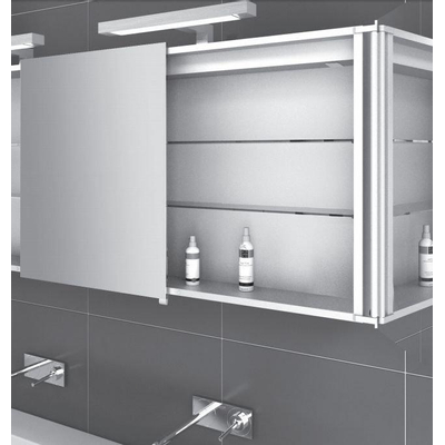 Xellanz Bright armoire de toilette – 120 x 60 x 14 cm – LED directe en haut – avec prise – Aluminium