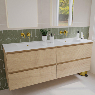 Saniclass Holz Atelier Meuble sous lavabo de salle de bains - 160x45x60cm - 4 tiroirs - Chêne naturel