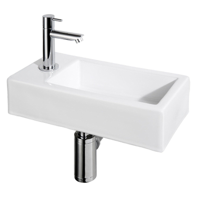 Differnz Set lave-mains 37.5x18.5cm céramique 1 trou de robinet gauche blanc
