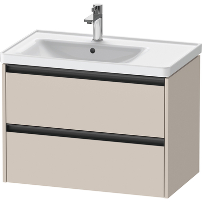 Duravit Ketho.2 Wastafelonderbouwkast - met 2 laden - voor waskom links - 78.4x45.5x54.9cm - met grepen antraciet - taupe mat