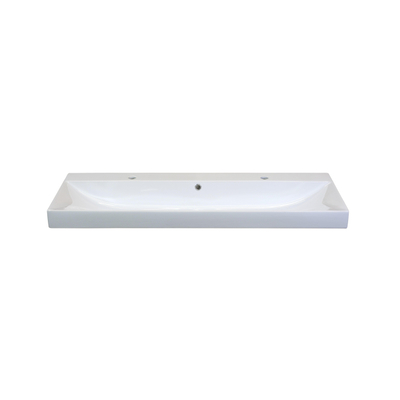 HR badmeubelen Just Lavabo - 121x46x7.5cm - 1 bac - 2 trous de robinet - céramique blanche