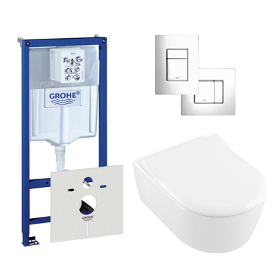 Villeroy & Boch Avento Cuvette y compris réservoir encastré et plaque de commande verticale/horizontale chrome