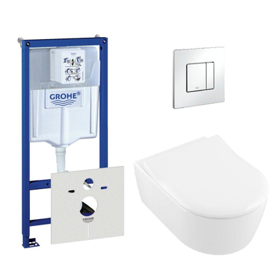 Villeroy & Boch Avento WC suspendu avec réservoir encastrable et plaque de commande vertical/horizontal blanc