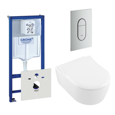 Villeroy & Boch Avento WC suspendu avec réservoir encastrable et plaque de commande vertical chrome mat