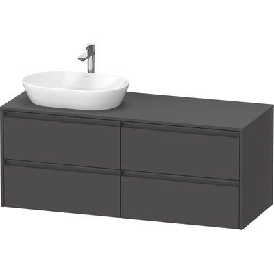 Duravit Ketho.2 Wastafelonderbouwkast - inclusief consoleplaat - met 4 laden - voor waskom links - 140x55x56.8cm - met handgrepen antraciet - grafiet mat