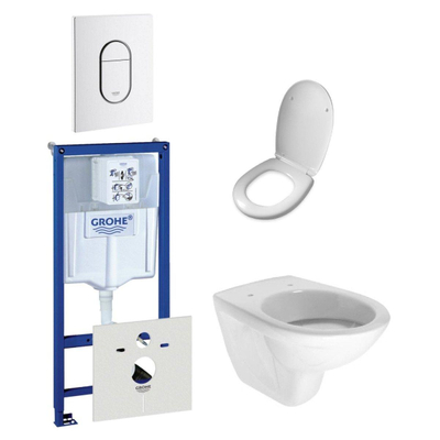 Plieger Brussel New WC suspendu à fond creux blanc avec réservoir encastrable, abattant et plaque de commande verticale blanc