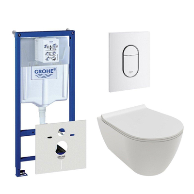 Royal Plaza Toela rr WC suspendu sans bride blanc mat avec réservoir encastrable, abattant et plaque de commande vertical blanc