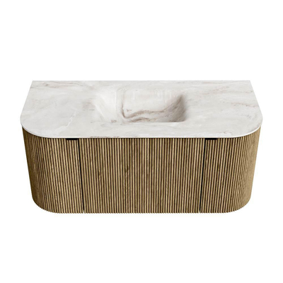 Mondiaz KURVE-DLUX Badkamermeubelset - 100x46x40cm - 1 lade - 2 deuren - wastafel solid surface - midden - zonder kraangat - Dusk